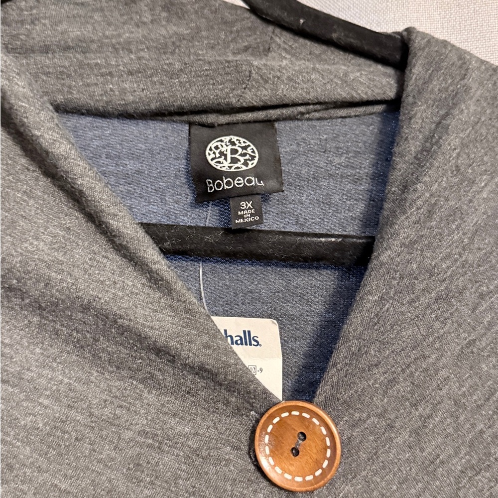 Bobeau Gray Sweater with Button Accent